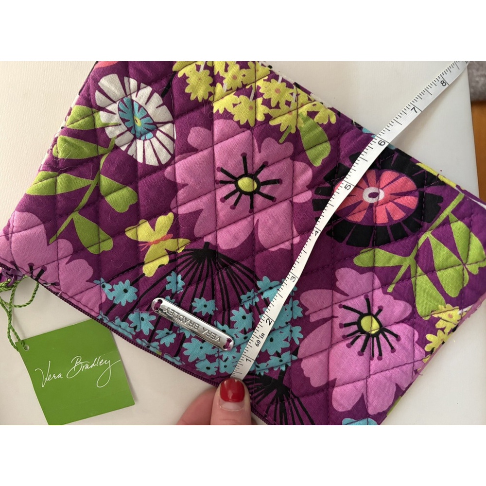 Vera Bradley Purple Quilted Flutterby Make Up Pouch Bag New with Tags - Picture 4 of 9